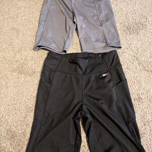 New! Women's Tommy Hilfiger Black and Gray Long Biker Shorts - 2 Pair